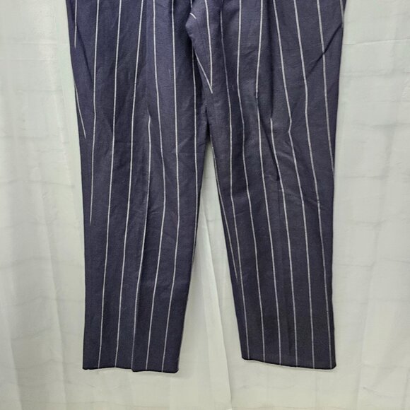 Vintage J. Peterman Blue Pinstriped Trouser Pants Straight Leg Office Casual 12 - Picture 6 of 11